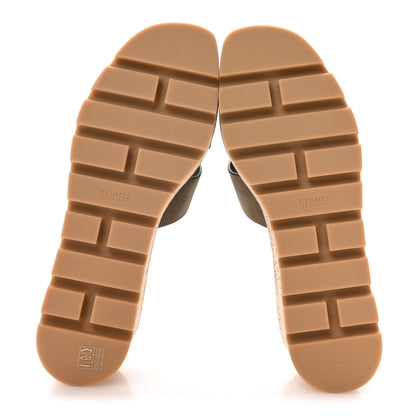 Hermes Suede Goatskin Cork Eze 30 Sandals  40 Vert Toundra 6 of 9