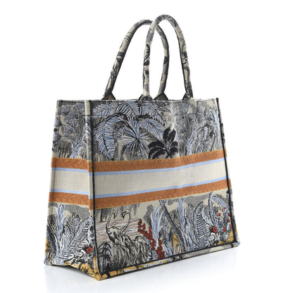 Christian Dior Canvas Embroidered Toile De Jouy Tropicalia Book Tote Denim Blue 2 of 10
