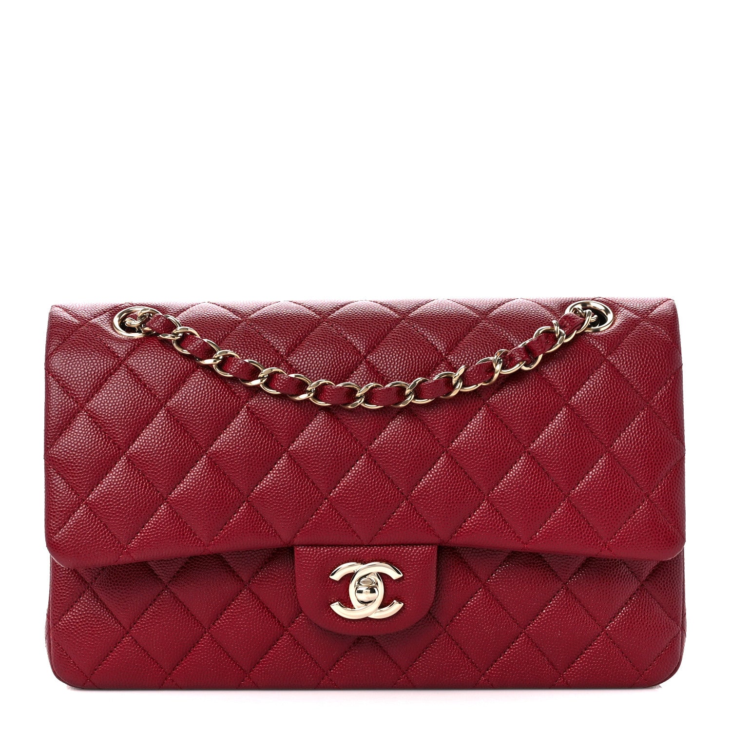 Chanel Caviar Quilted Medium Double Flap Dark Red 1 of 12