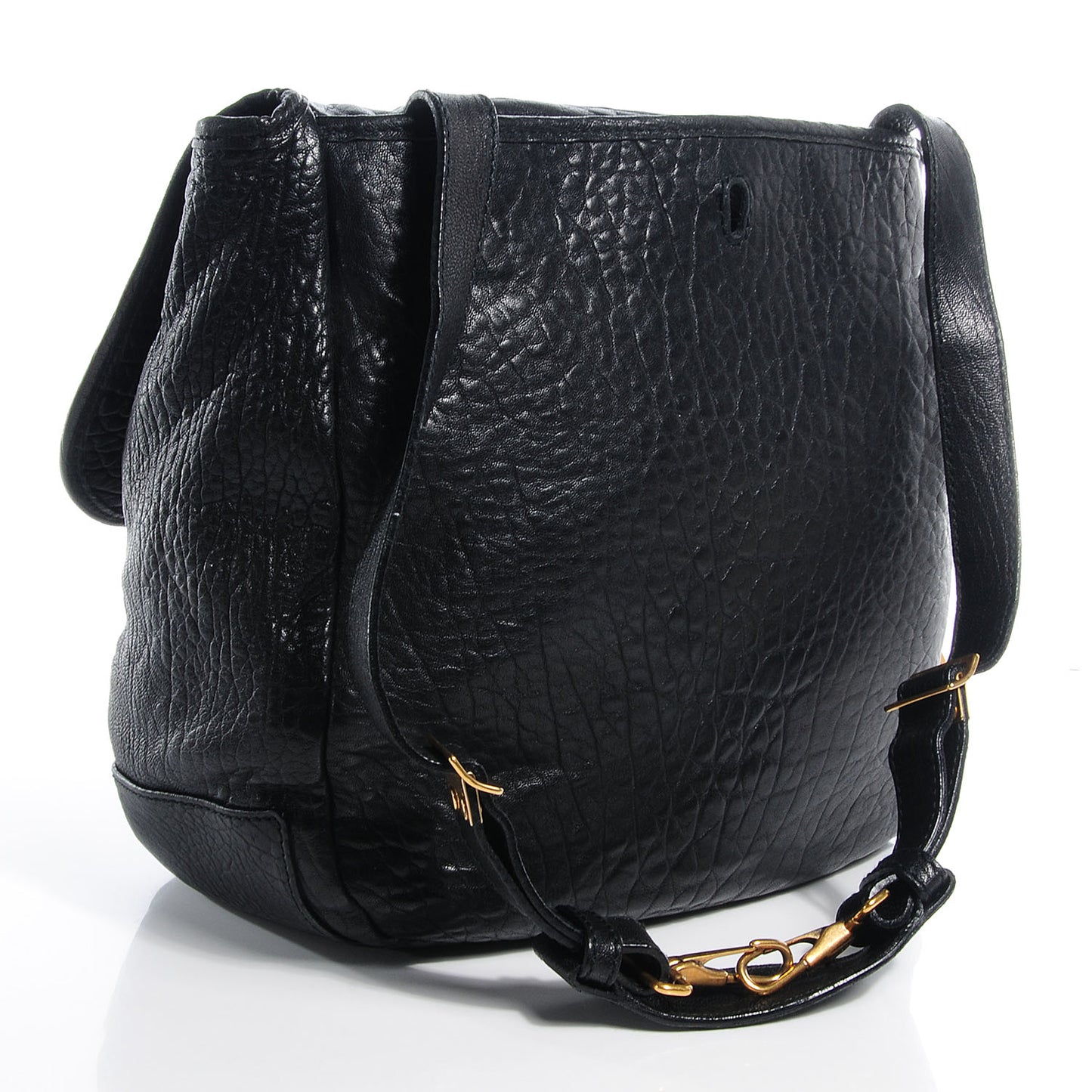 Leather Medium Besace Flap Black