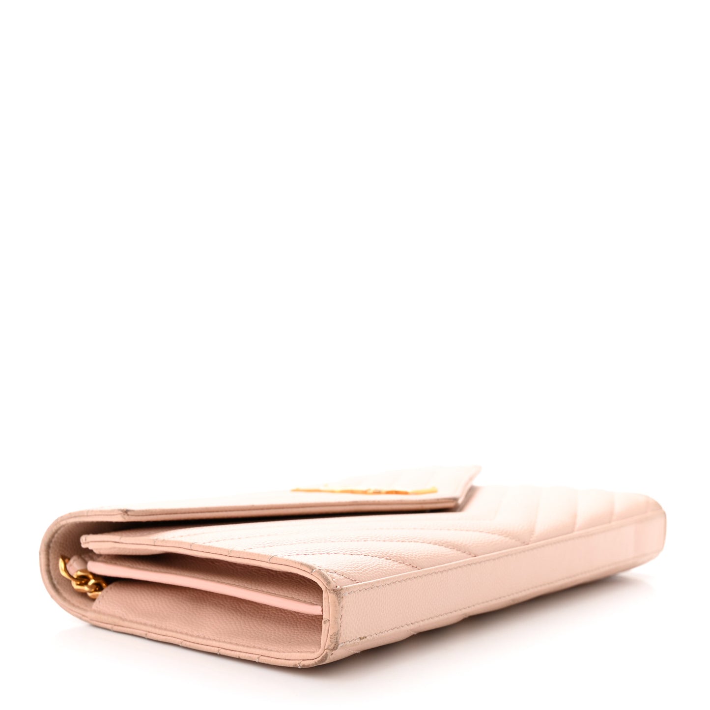 Grain De Poudre Matelasse Chevron Monogram Chain Wallet Pale Pink