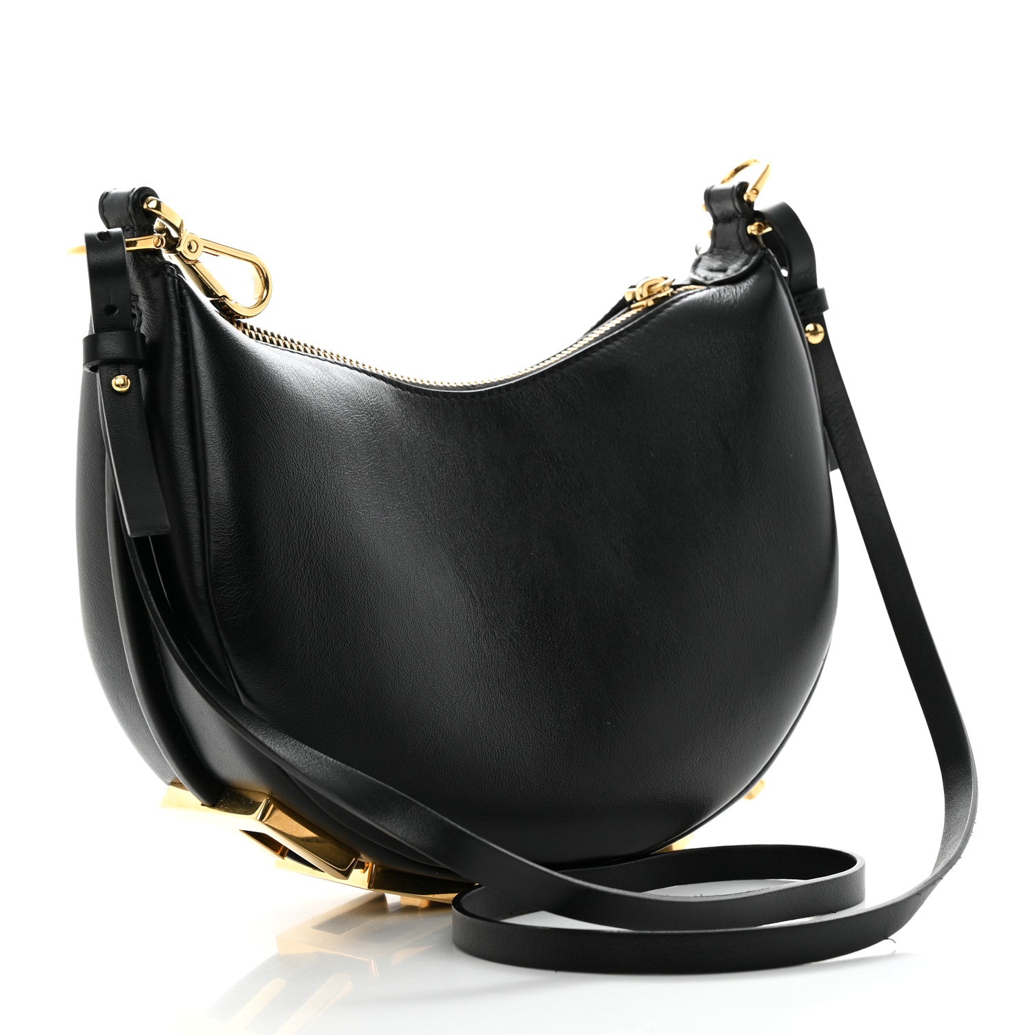 Fendi Vitello Grace Matte Mini Fendigraphy Hobo Bag Black 2 of 11