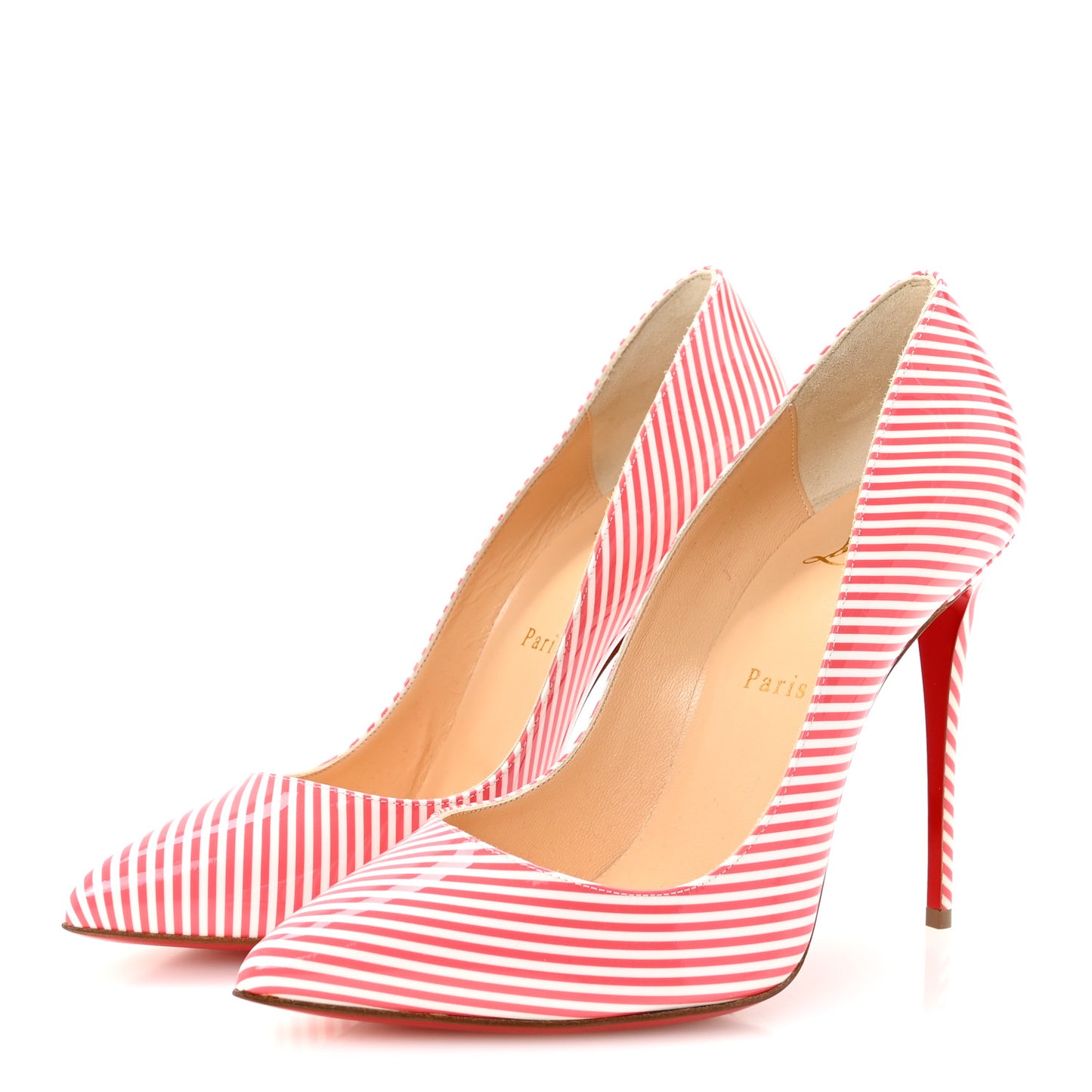 Patent Pigalle Follies Stripes 100 Pumps 39 Smoothie White