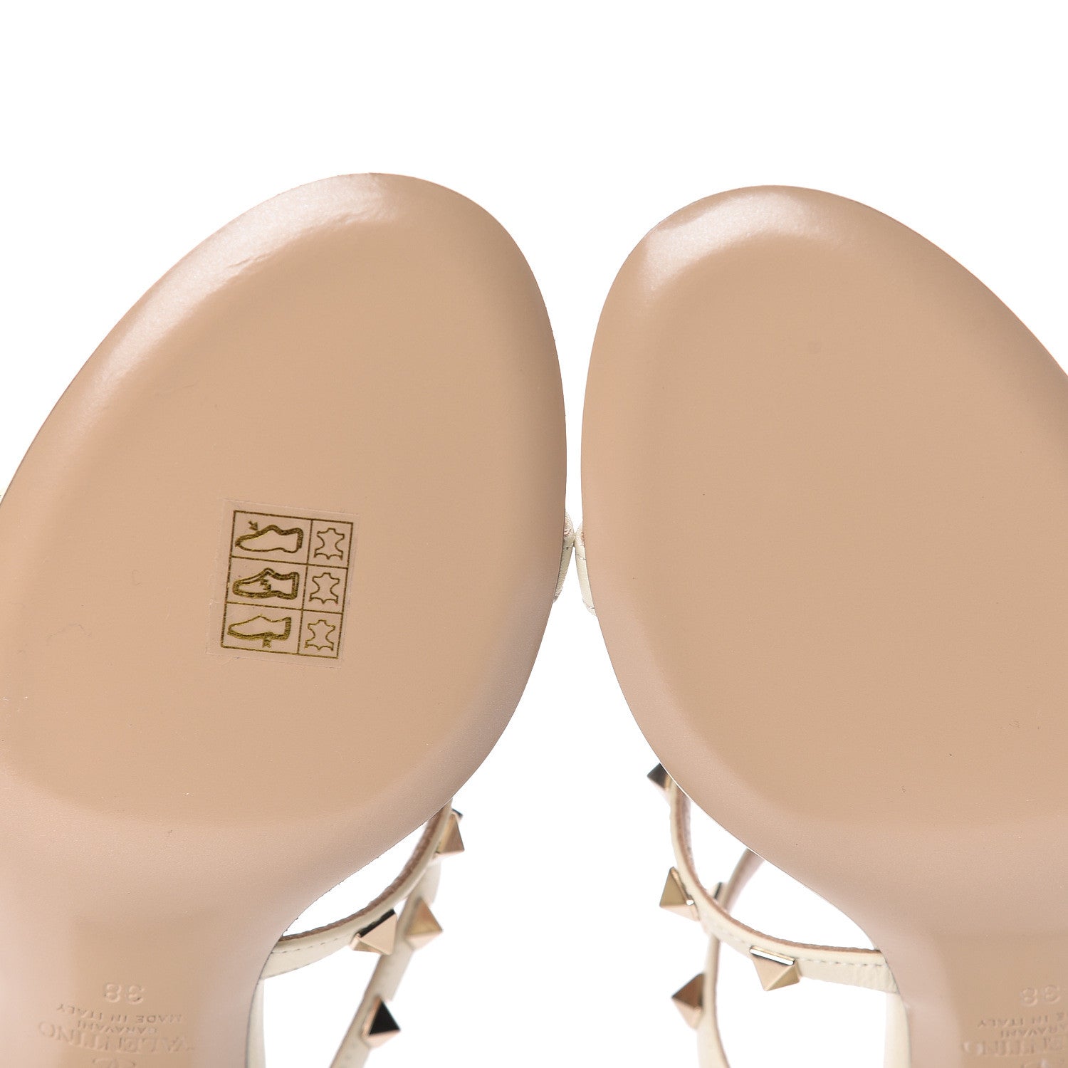 Valentino Garavani Calfskin Rockstud 60mm Caged Slide Sandals 38 Light Ivory 6 of 9