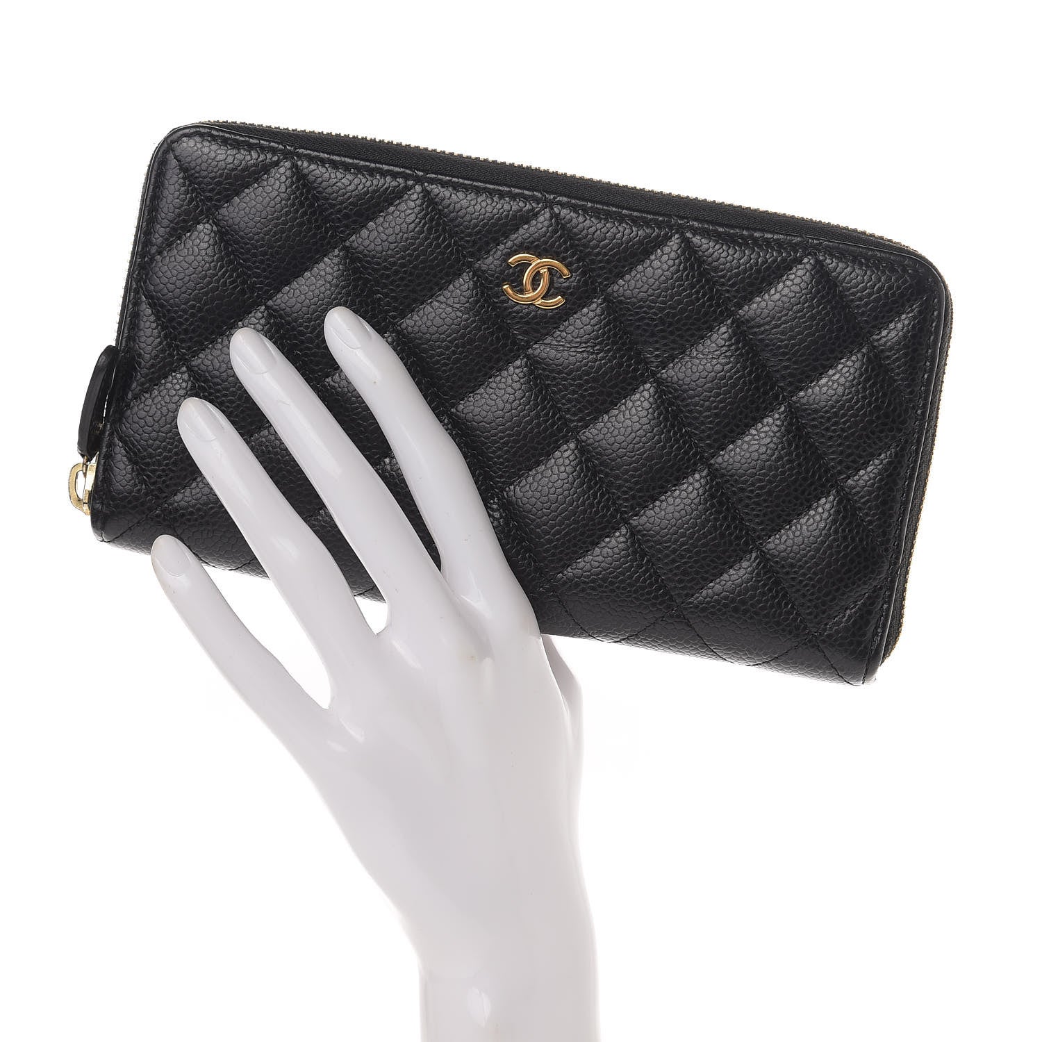 Chanel Caviar Quilted Large Gusset Zip Around Wallet Black 2 of 12
