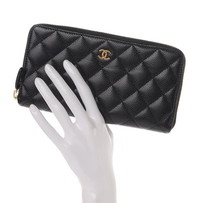 Chanel Caviar Quilted Large Gusset Zip Around Wallet Black 2 of 12
