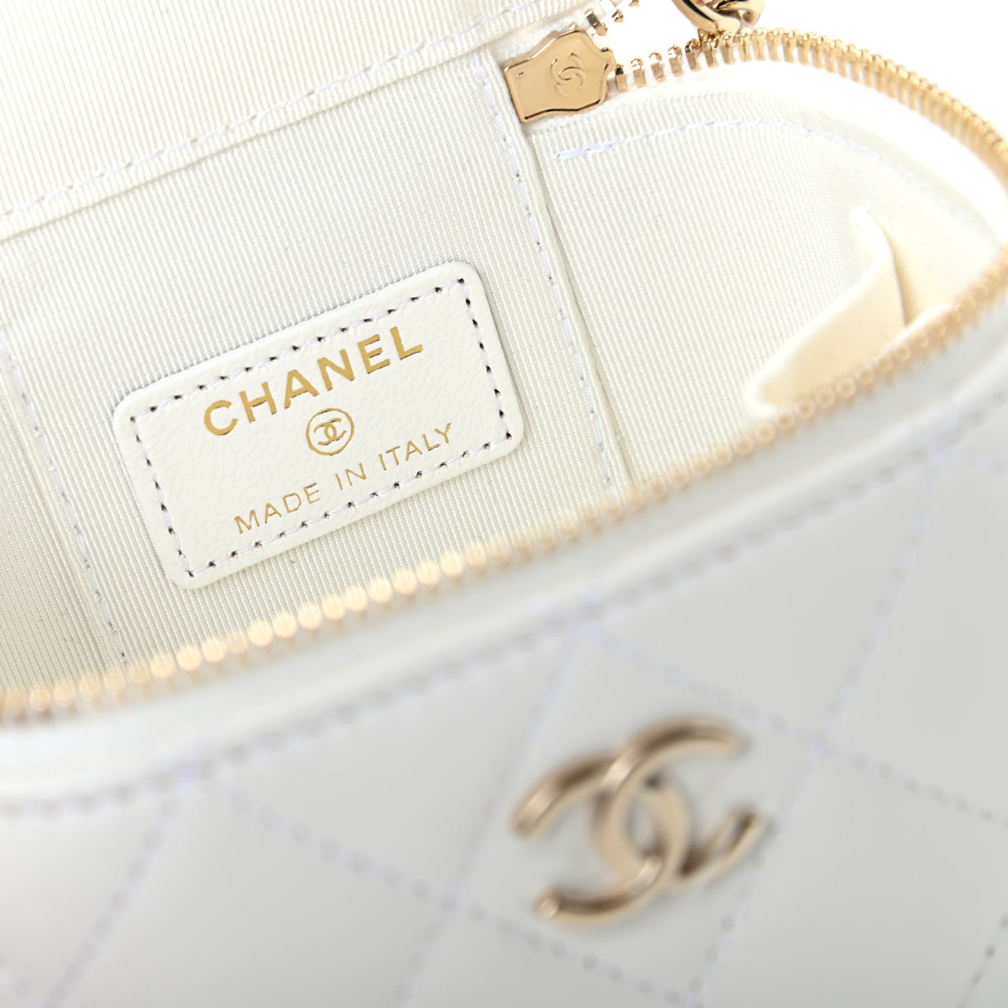 Lambskin Quilted My Chanel Lady Vanity Case With Chain White