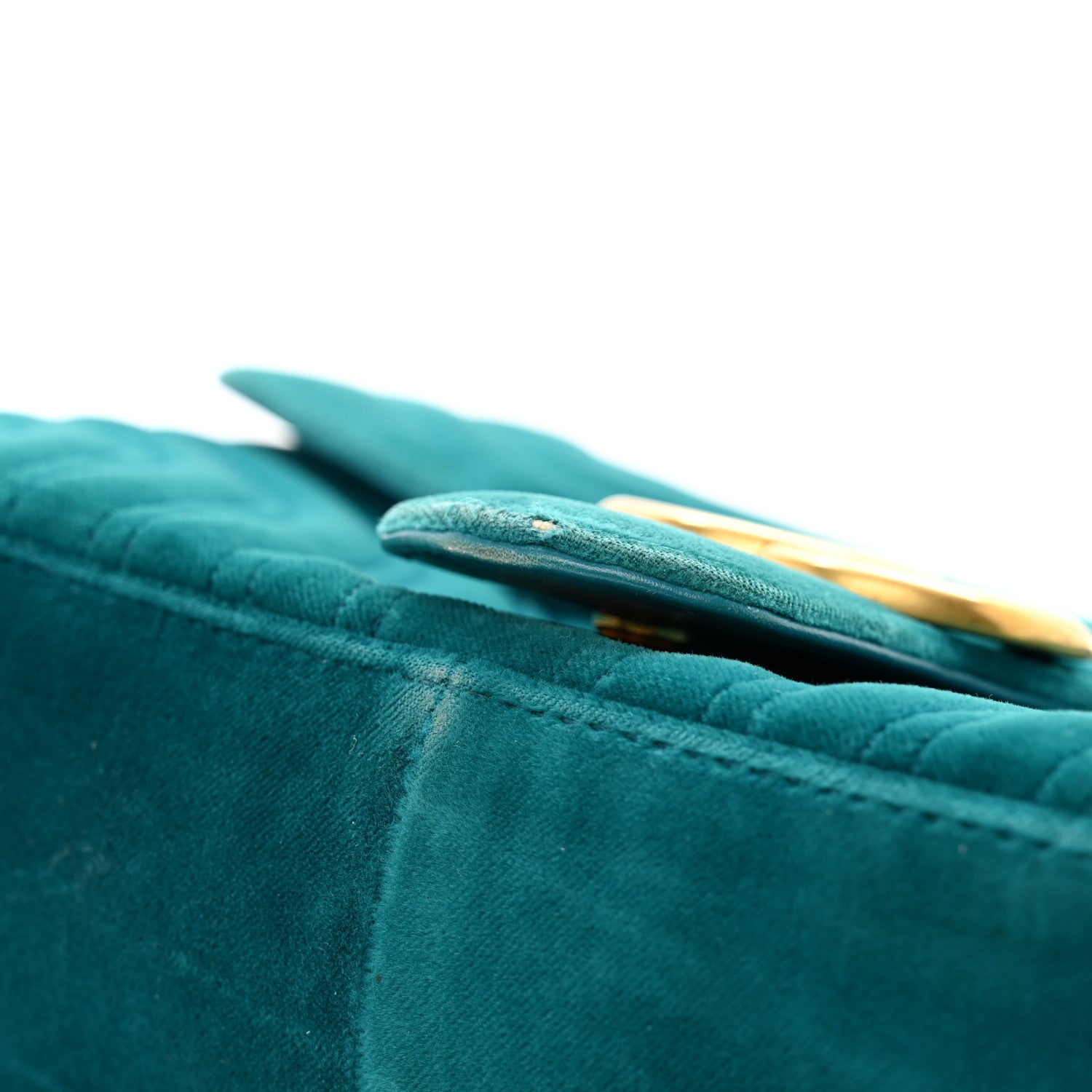 Gucci Velvet Matelasse Small GG Marmont Shoulder Bag Pavone Cyan 11 of 11