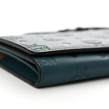 MCM Calfskin Ottomar Wallet On Chain Teal 8 of 10