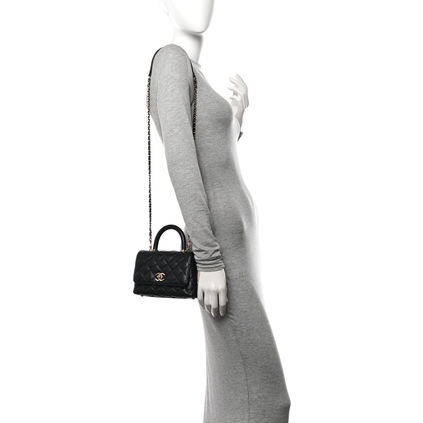 Caviar Quilted Extra Mini Coco Handle Flap Black