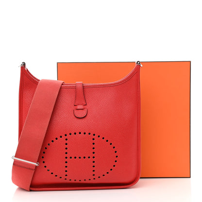 Hermes Taurillon Clemence Evelyne III PM Rouge Tomate 13 of 13