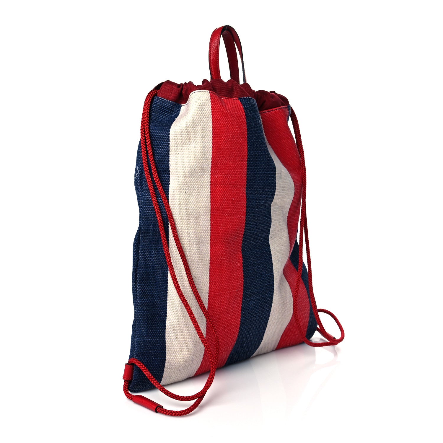 Gucci Canvas Logo Sylvie Stripe Drawstring Backpack Red 3 of 11