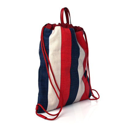 Gucci Canvas Logo Sylvie Stripe Drawstring Backpack Red 3 of 11