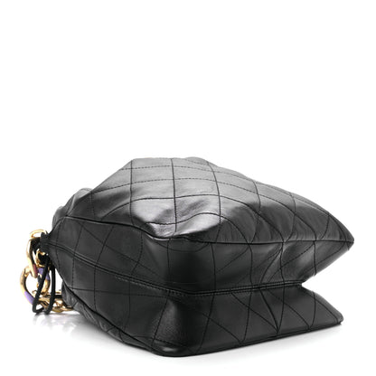 Chanel Lambskin Quilted Enamel Drawstring Bag Black Multicolor 3 of 10
