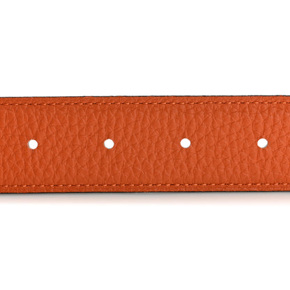 Hermes Box Togo 32mm Striee H Belt 85 Black Orange 4 of 5