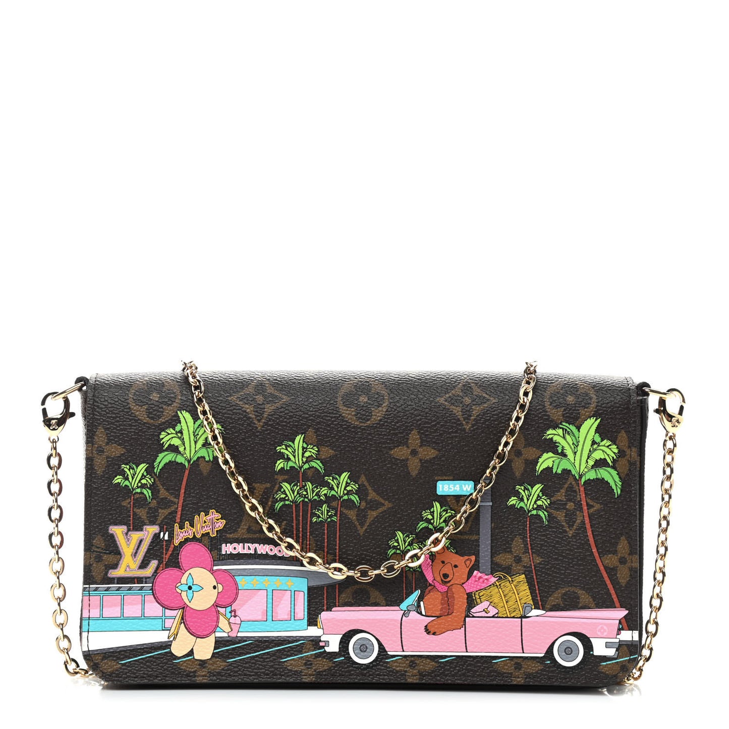 Monogram 2021 Christmas Animation Hollywood Pochette Felicie Chain Wallet Fuchsia