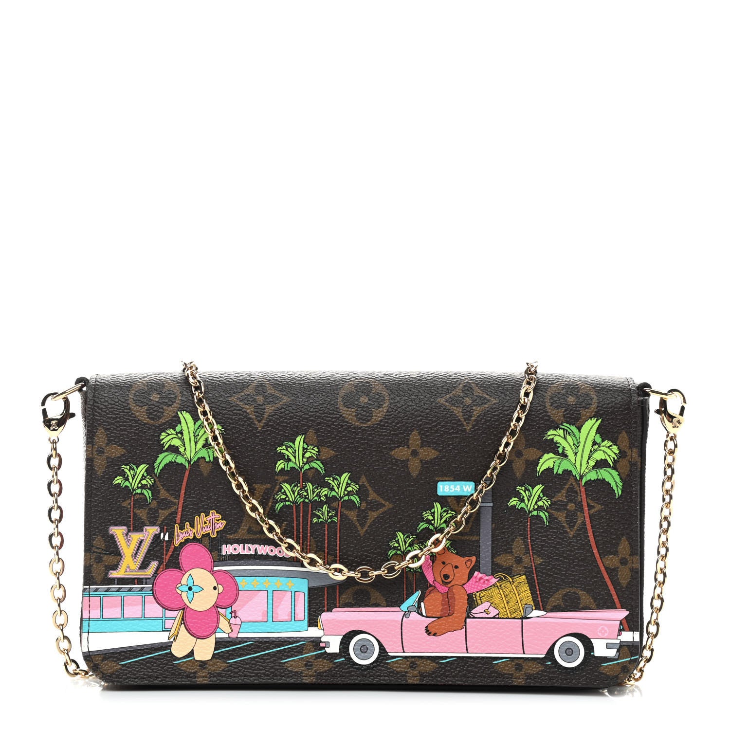 Louis Vuitton Monogram 2021 Christmas Animation Hollywood Pochette Felicie Chain Wallet Fuchsia 3 of 9
