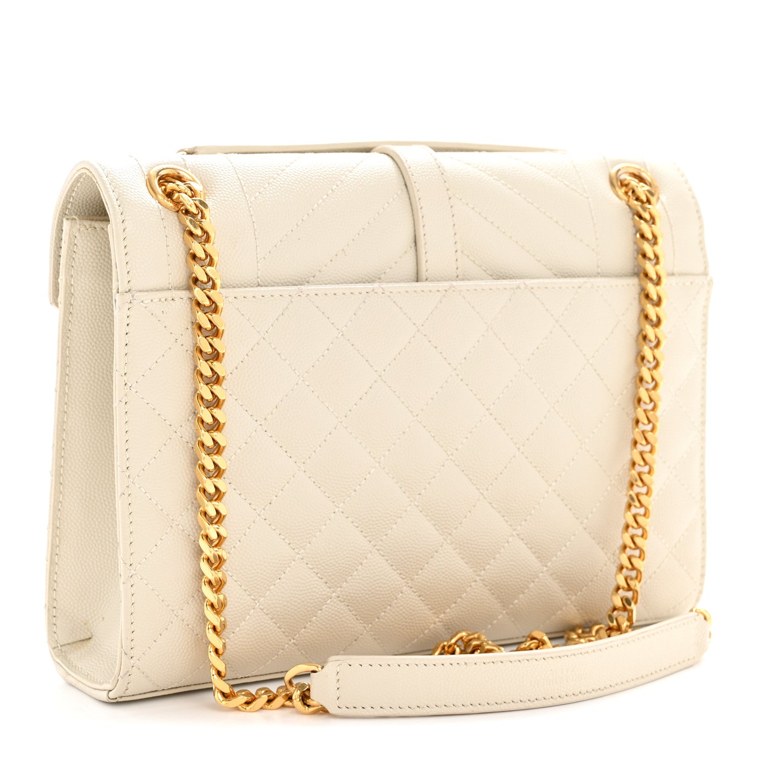 Saint Laurent Grain De Poudre Textured Mixed Matelasse Medium Triquilt Monogram Satchel Crema Soft 3 of 14