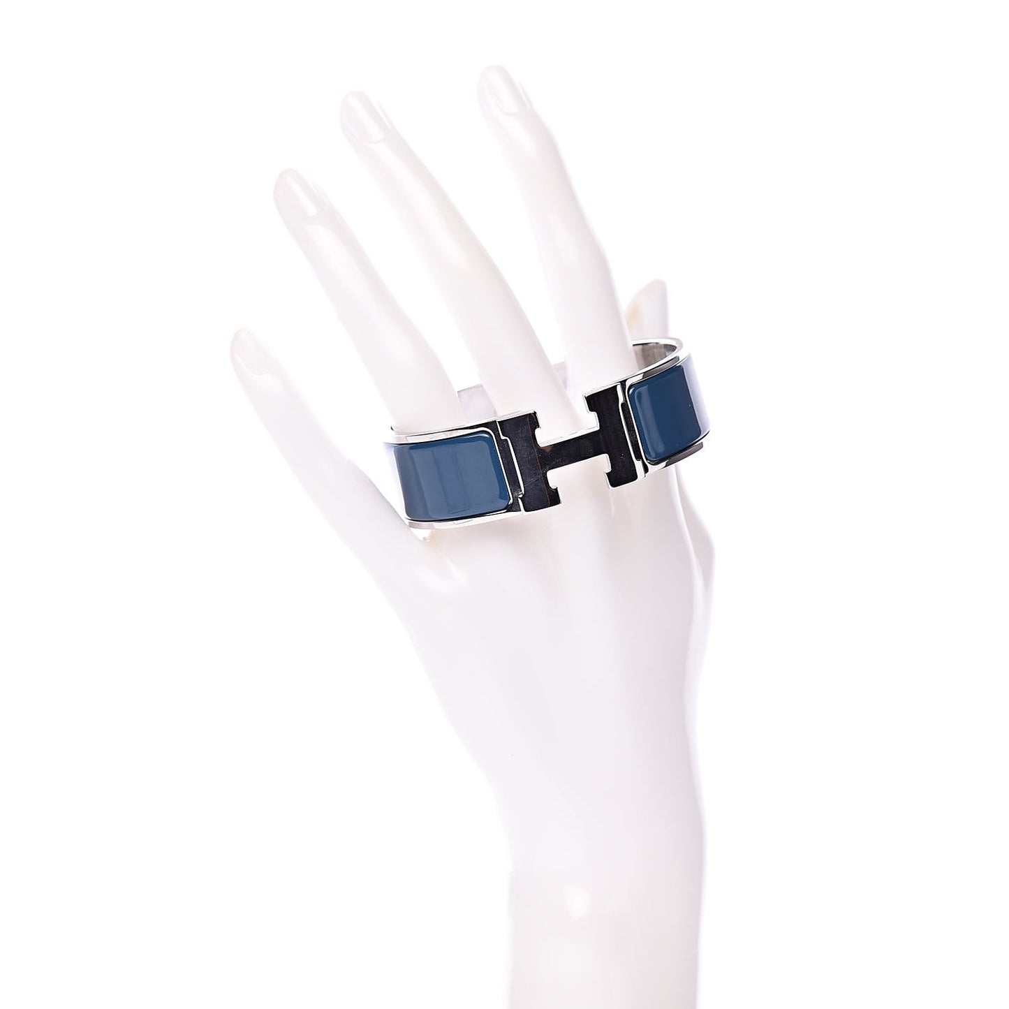 Narrow Enamel Clic Clac H Bracelet GM Bleu De Genes