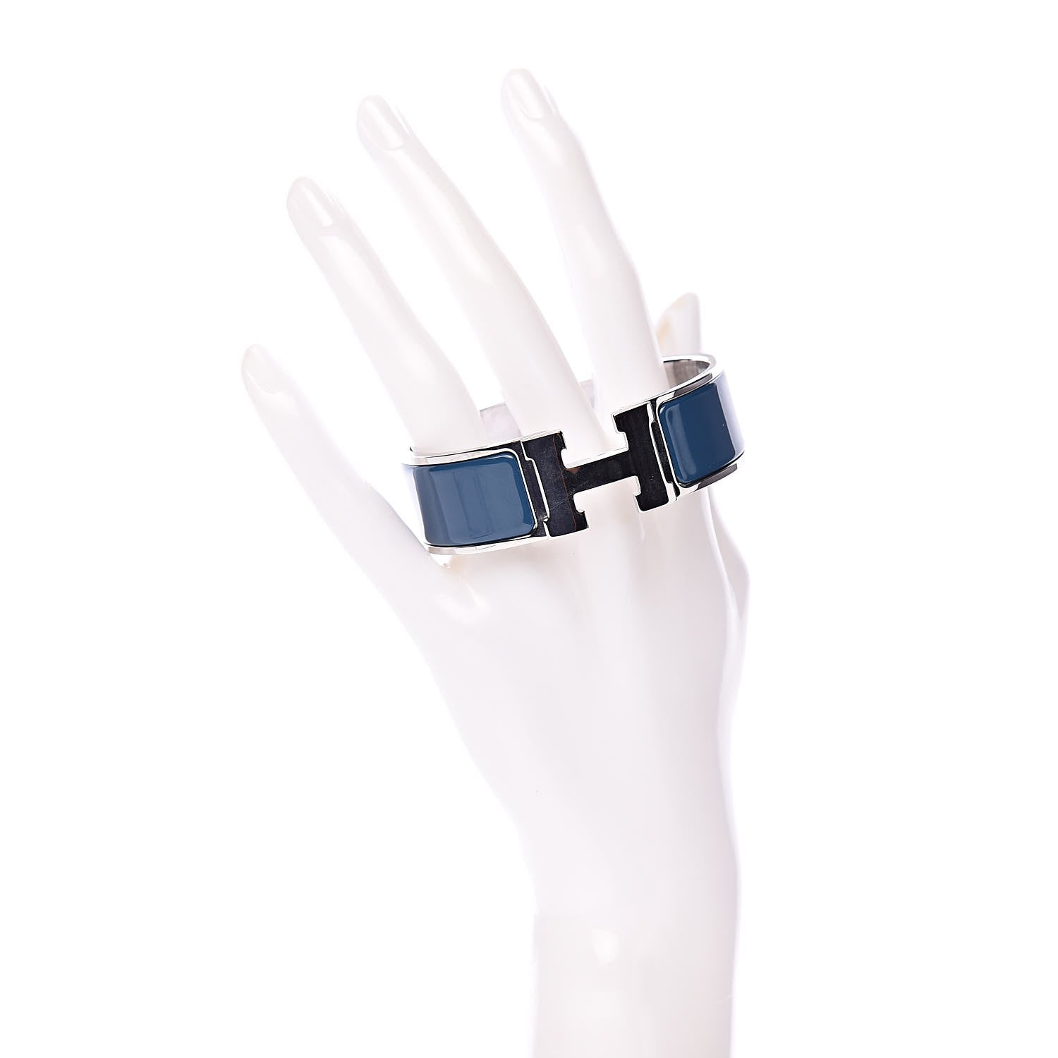 Hermes Narrow Enamel Clic Clac H Bracelet GM Bleu De Genes 2 of 4