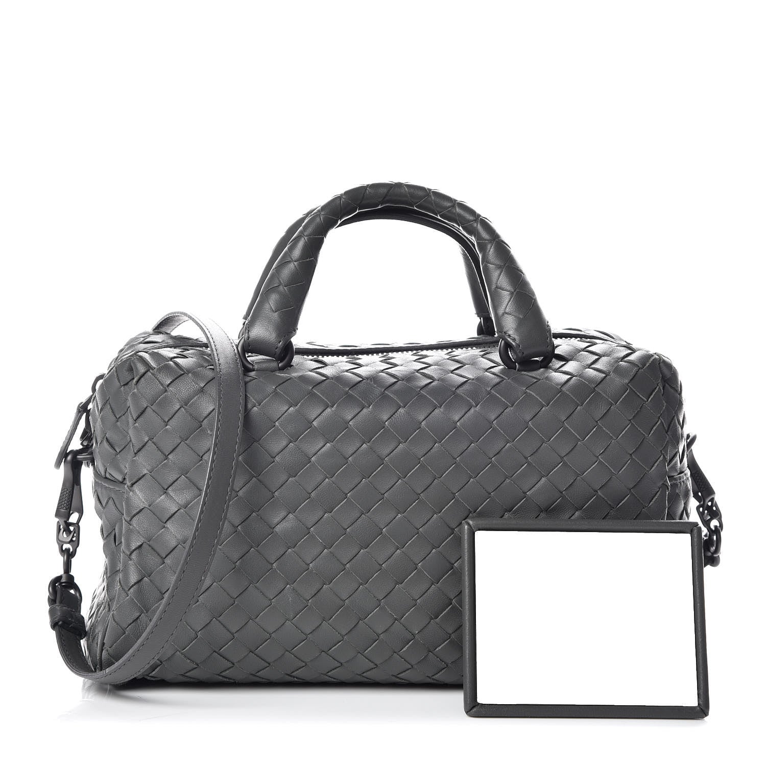 Bottega Veneta Nappa Intrecciato Mini Boston Light Grey 1 of 12