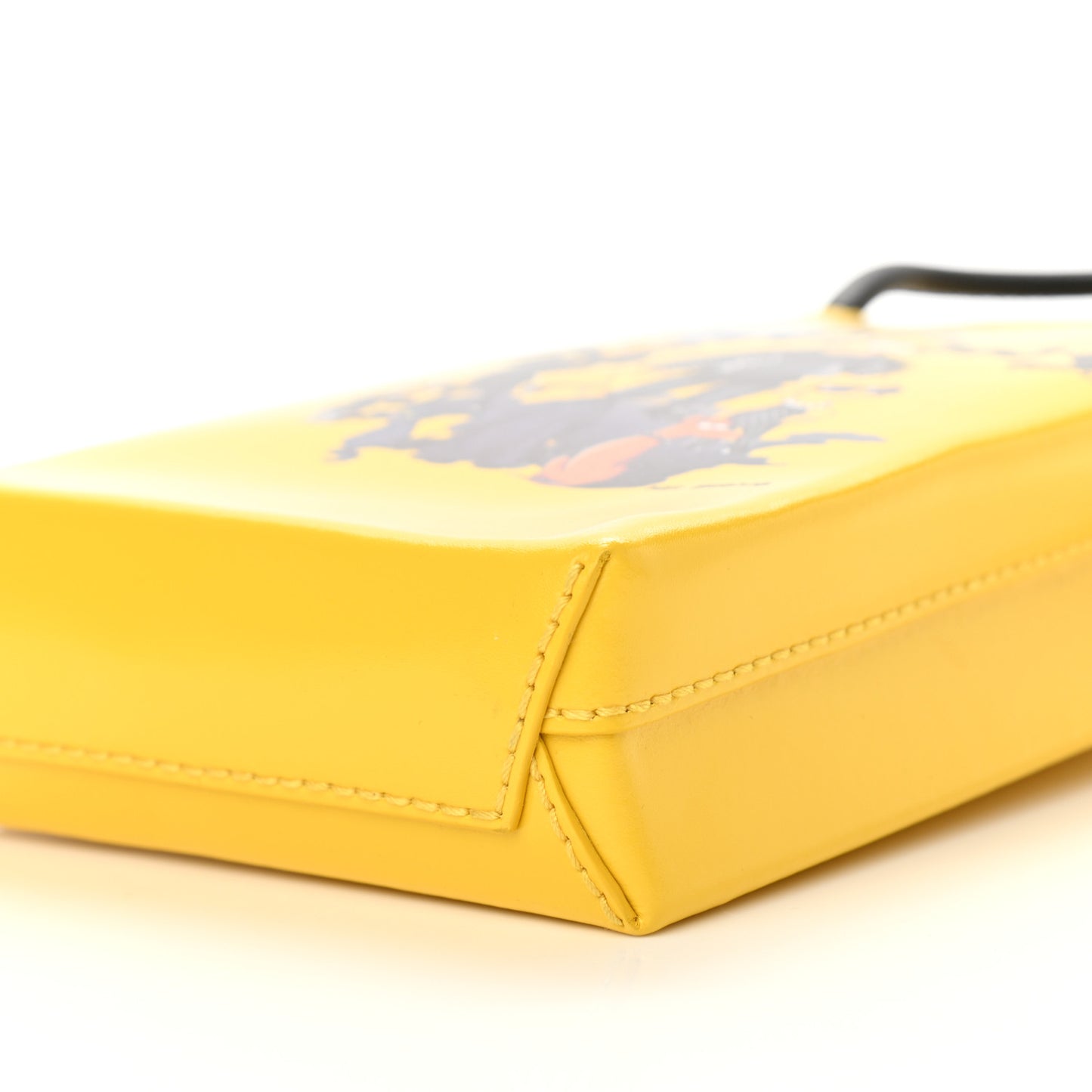 X THE SIMPSONS Smooth Calfskin Logo Shopping Phone Holder Bag Bumblebee Yellow