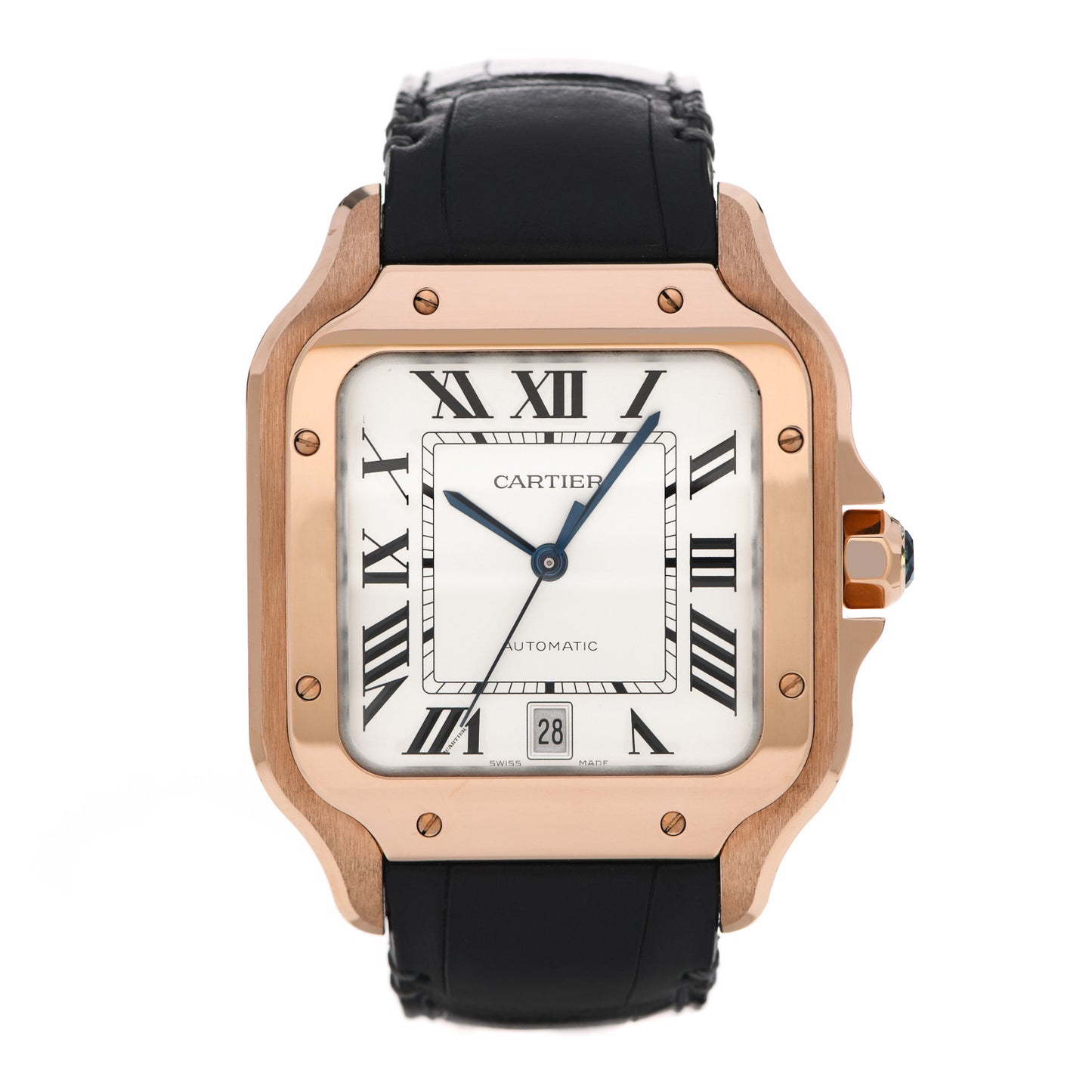 18K Pink Gold Alligator 39.8mm Santos de Cartier Automatic Watch