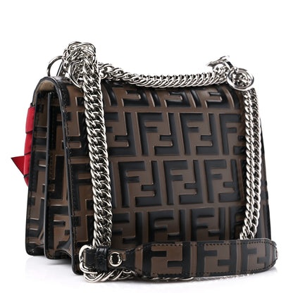 Fendi Vitello Shiny Nappa Bi-Color FF 1974 Lace Up Bow Embossed Small Kan I Shoulder Bag Maya Black Fragola 3 of 10