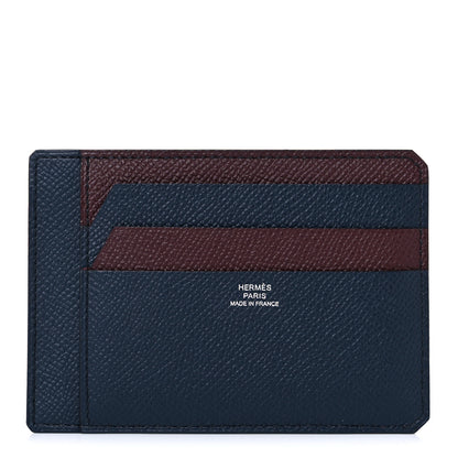 Hermes Epsom City 8CC Colorblock Card Holder Bleu Indigo Bordeaux 1 of 7