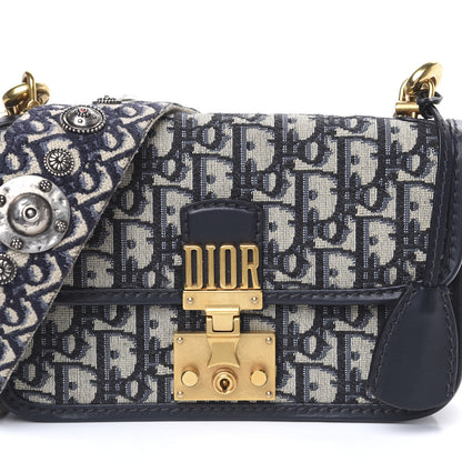 Christian Dior Oblique Small DiorAddict Flap Bag Navy Blue 8 of 9