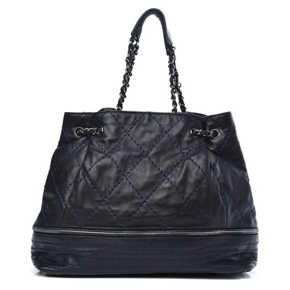 Chanel Lambskin Stitched Expandable Tote Navy 1 of 11