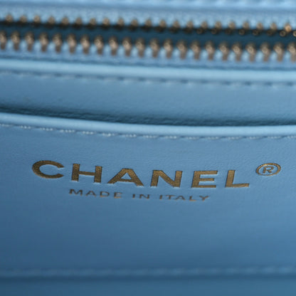 Chanel Lambskin Quilted Small Wenge Wood Flap Light Blue 6 of 10
