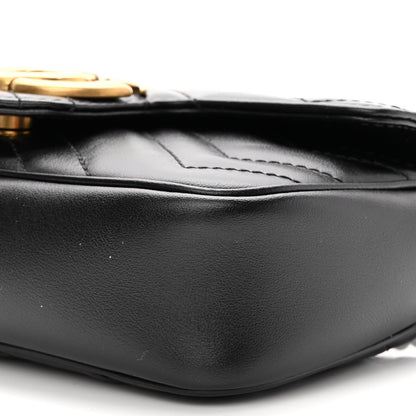 Gucci Calfskin Matelasse Super Mini GG Marmont Shoulder Bag Black 10 of 10