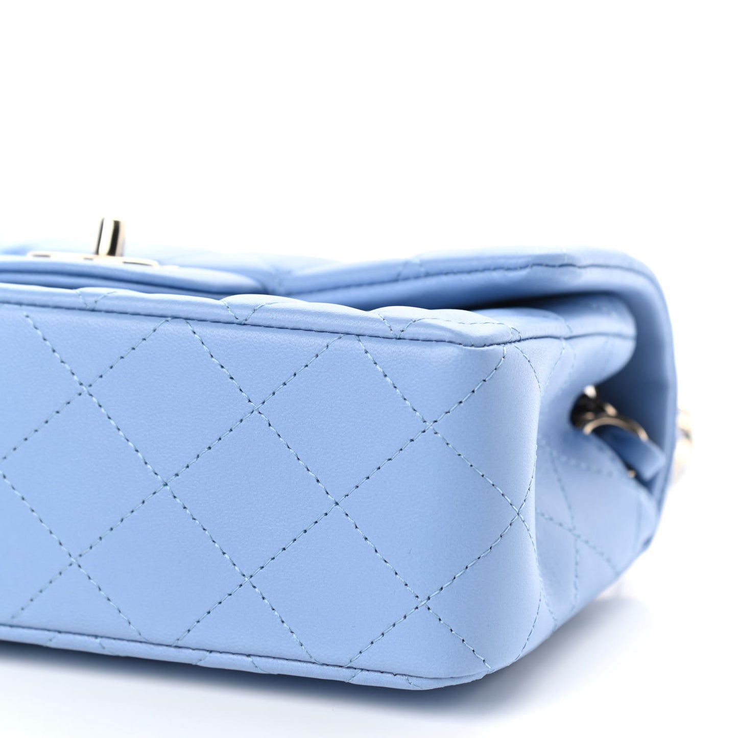 Lambskin Quilted Mini Rectangular Flap Light Blue