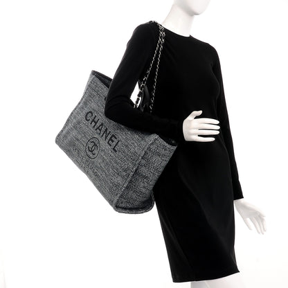 Chanel Woven Straw Raffia Large Deauville Tote Charcoal 2 of 8