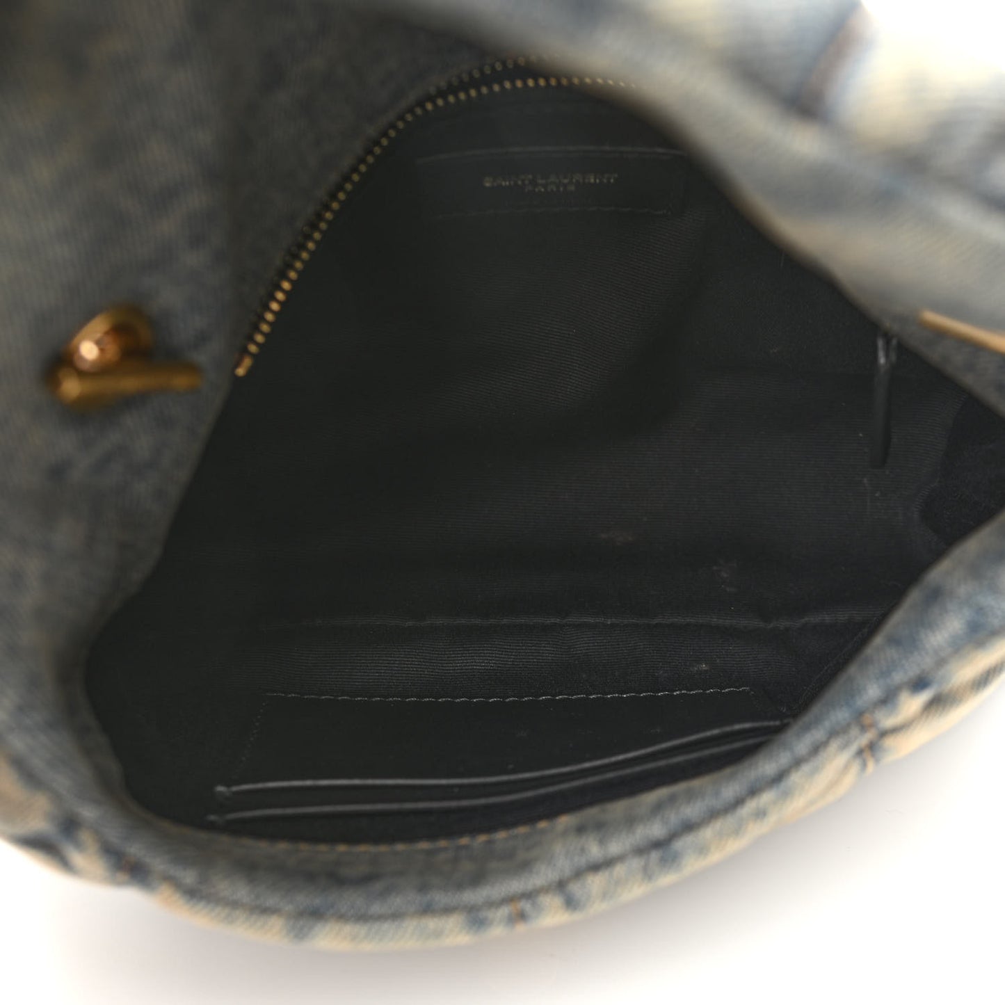 Denim Quilted Toy Loulou Puffer Monogram Chain Satchel Blue Black