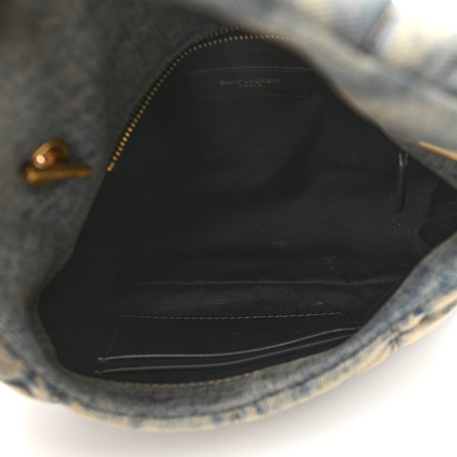 Saint Laurent Denim Quilted Toy Loulou Puffer Monogram Chain Satchel Blue Black 5 of 10