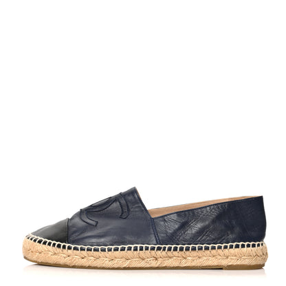 Chanel Lambskin CC Espadrilles 41 Navy Black 1 of 8