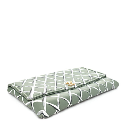 Chanel Lambskin Paris-Greece Quilted Foldover Clutch Green Multicolor 4 of 8