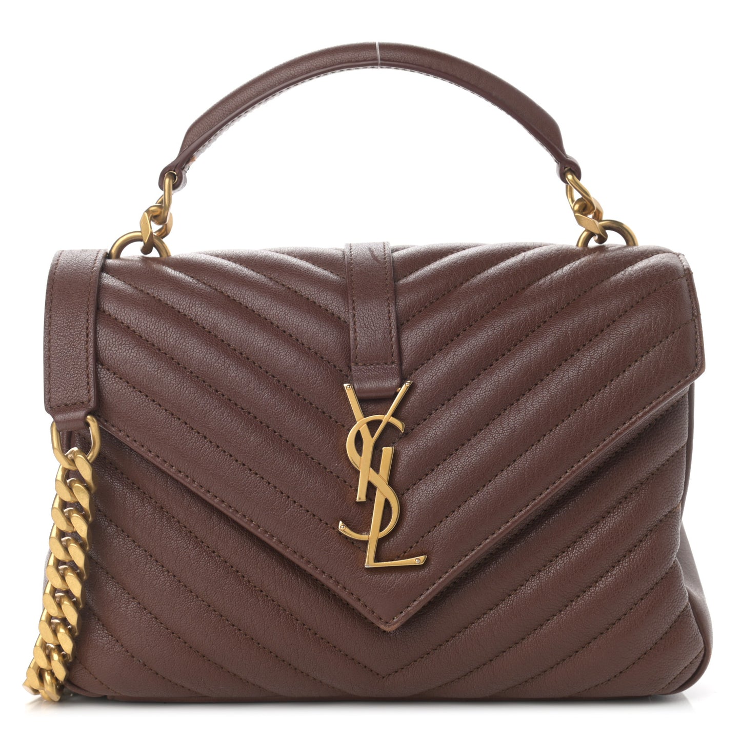 Calfskin Matelasse Chevron Monogram Medium College Bag Brick