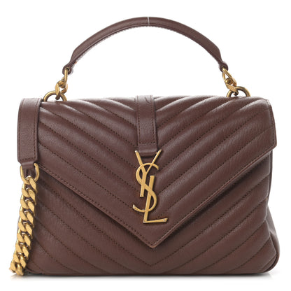 Saint Laurent Calfskin Matelasse Chevron Monogram Medium College Bag Brick 1 of 12