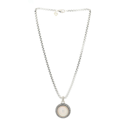 David Yurman Sterling Silver Diamond Pearl Large Cerise Pendant Necklace 2 of 3