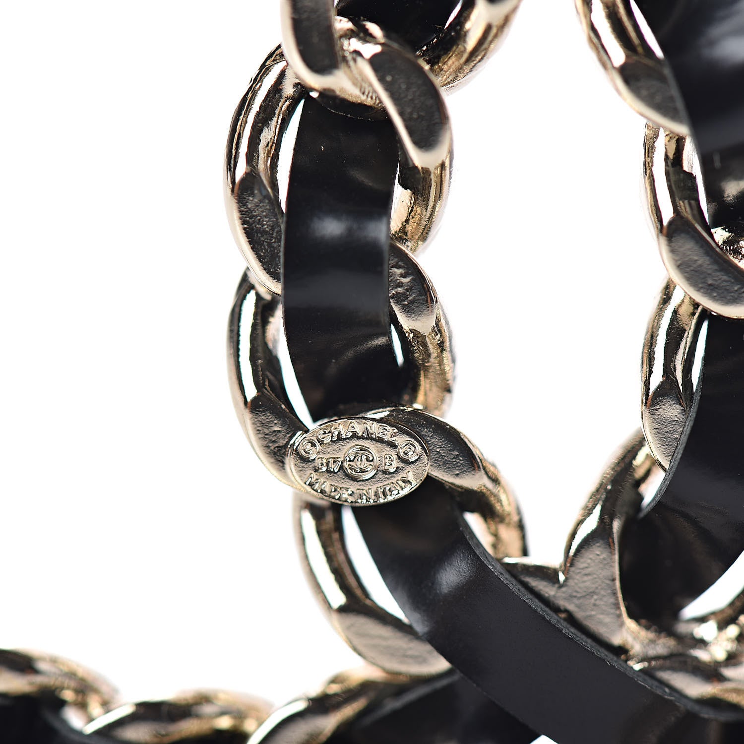 Chanel Lambskin Crystal Chain CC Charms Brooch Black Gold 4 of 4