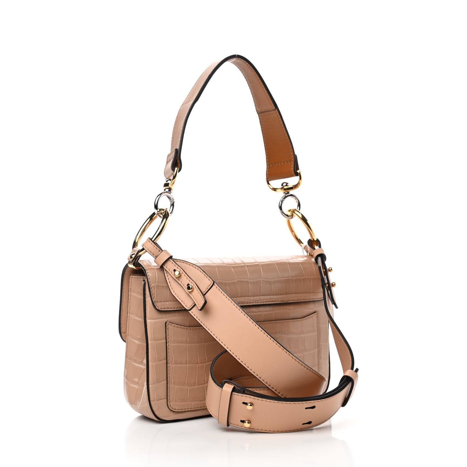 Chloe Calfskin Crocodile Embossed Small C Double Carry Nut 3 of 10