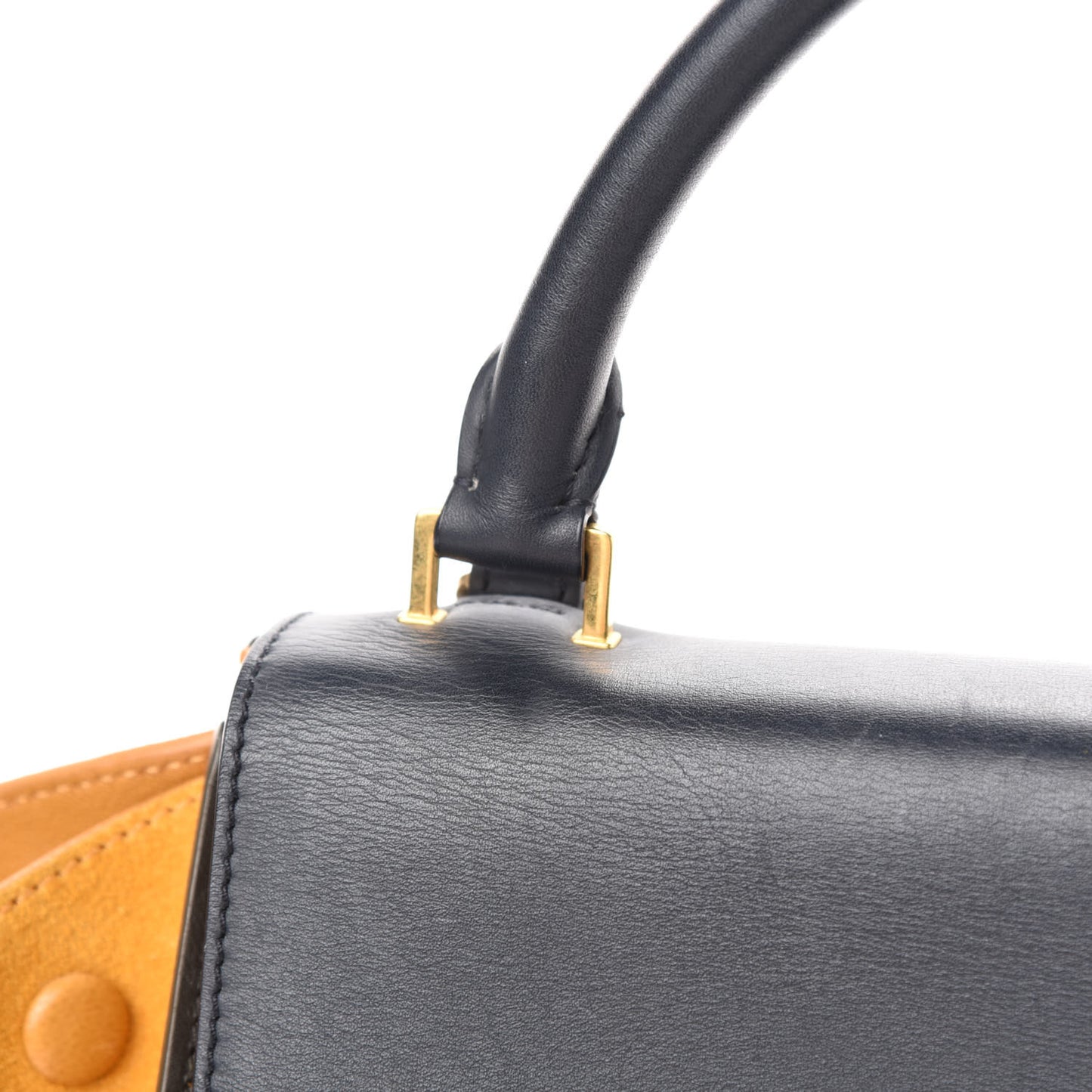 Smooth Calfskin Suede Medium Tri-Color Trapeze Mustard