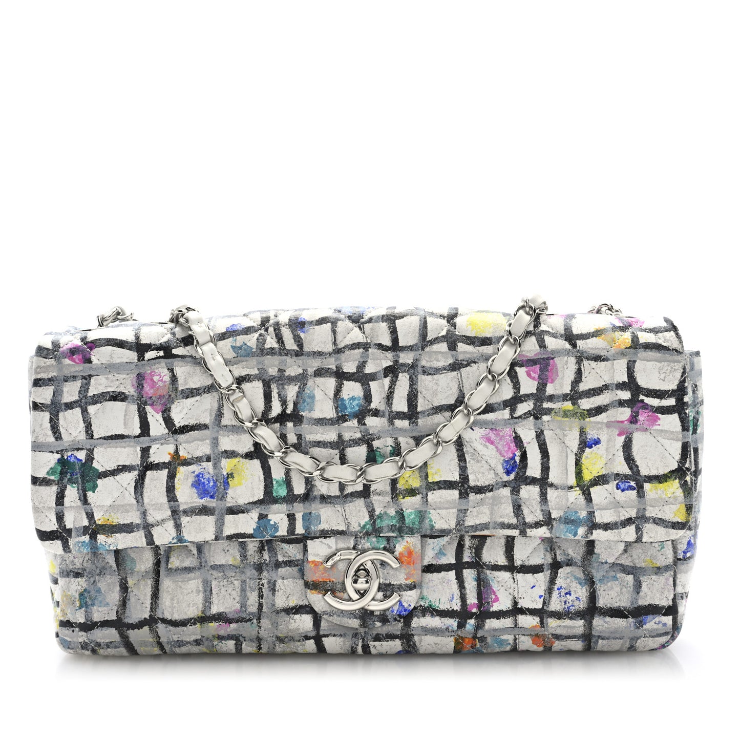 Calfskin Hand Painted Graffiti Flap Multicolor
