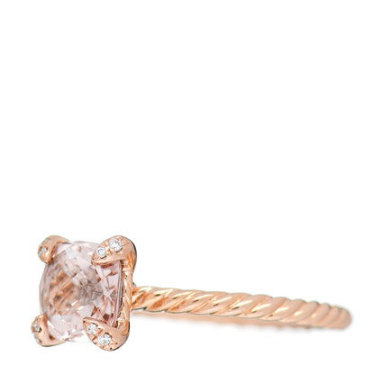 David Yurman 18K Rose Gold Diamond Morganite 7mm Chatelaine Ring 54 7 3 of 6