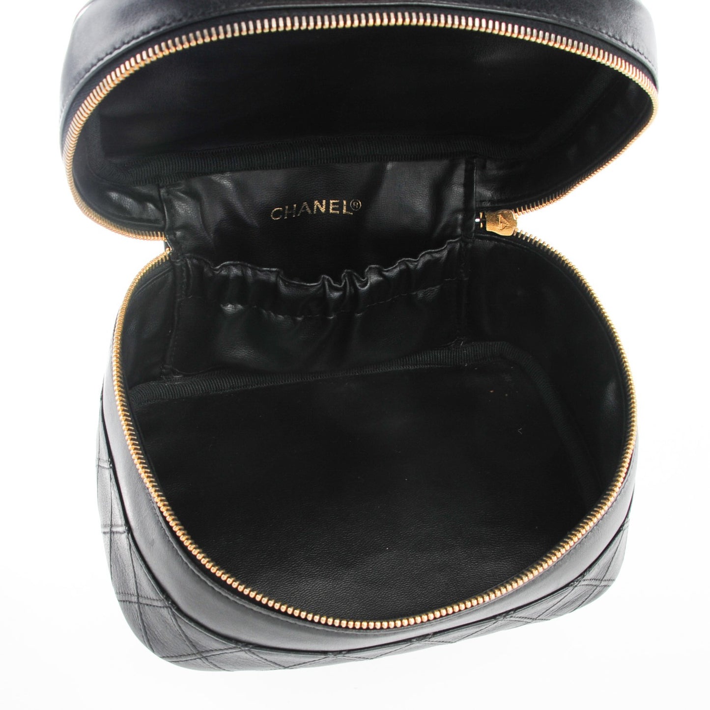 Lambskin Vanity Cosmetic Case Black