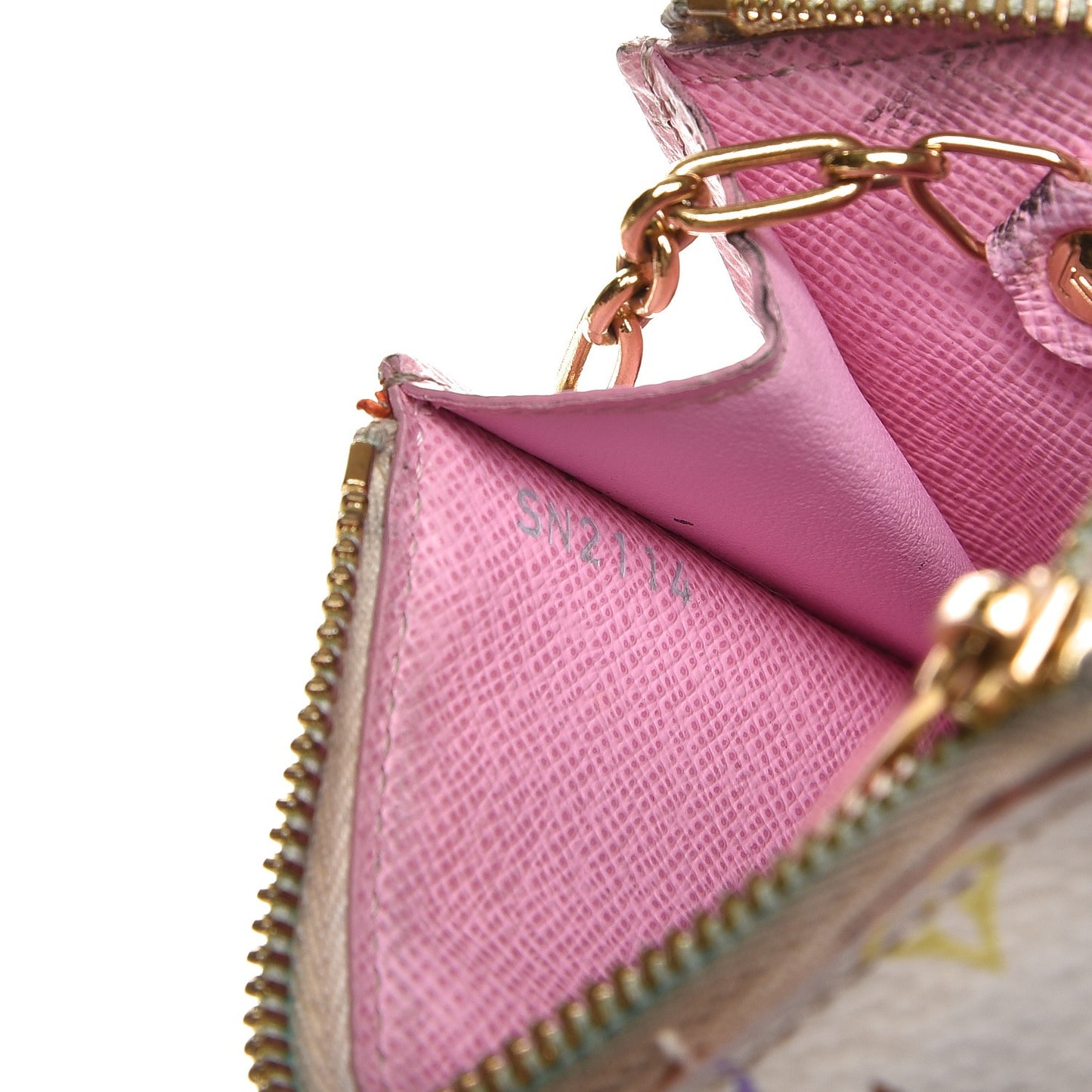 Monogram Multicolor Key Pouch White Litchi