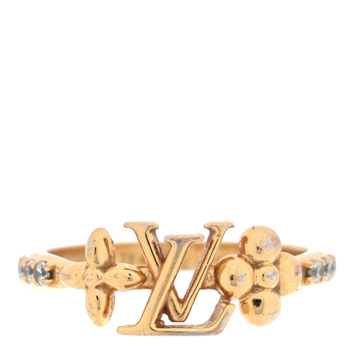 Louis Vuitton Metal Crystal LV Iconic Flower Ring 49 5 Gold
